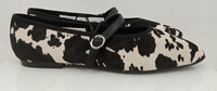 M&S Women's Strappy Ballet Pumps Black Mix Leather Upper Animal Print Flats New