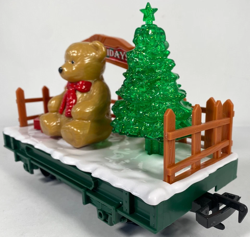 EZTEC CHRISTMAS SANTA EXPRESS TRAIN CAR TEDDY BEAR AND LIGHTED GREEN BOX CAR LOT - Image 3 of 4