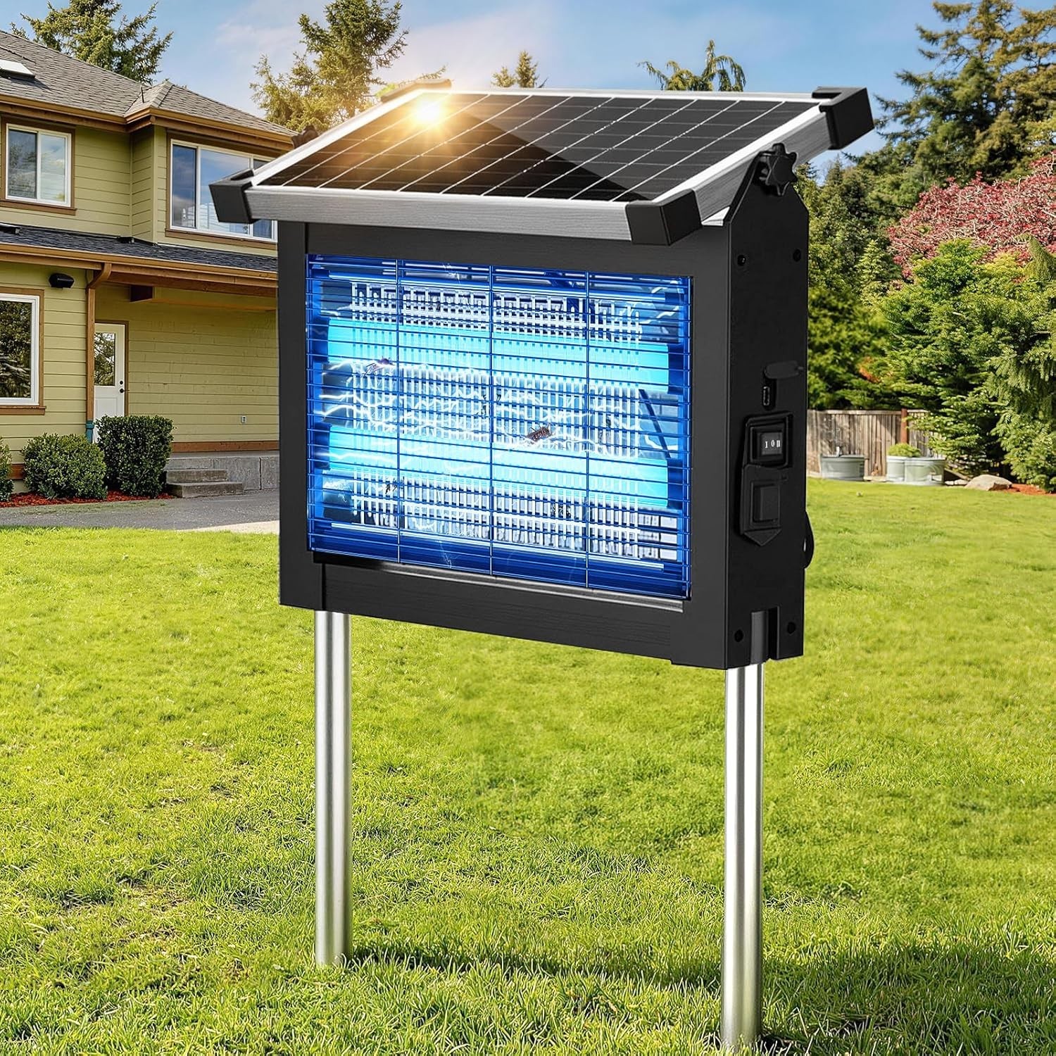 Solar Bug Zapper Outdoor Cordless Fly Trap Insect Zapper 450
