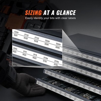 Cold-Rolled Steel Drill Bit Organizer Cabinet, 5 Drawers, Stackable & Labeled