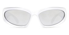 Balenciaga BB0157S Sunglasses Silver Silver Mirrored 65mm New 100% Authentic