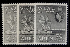 ADEN QEII SG60 + 61 + 61a, 70c SHADE VARIETIES, NH MINT.