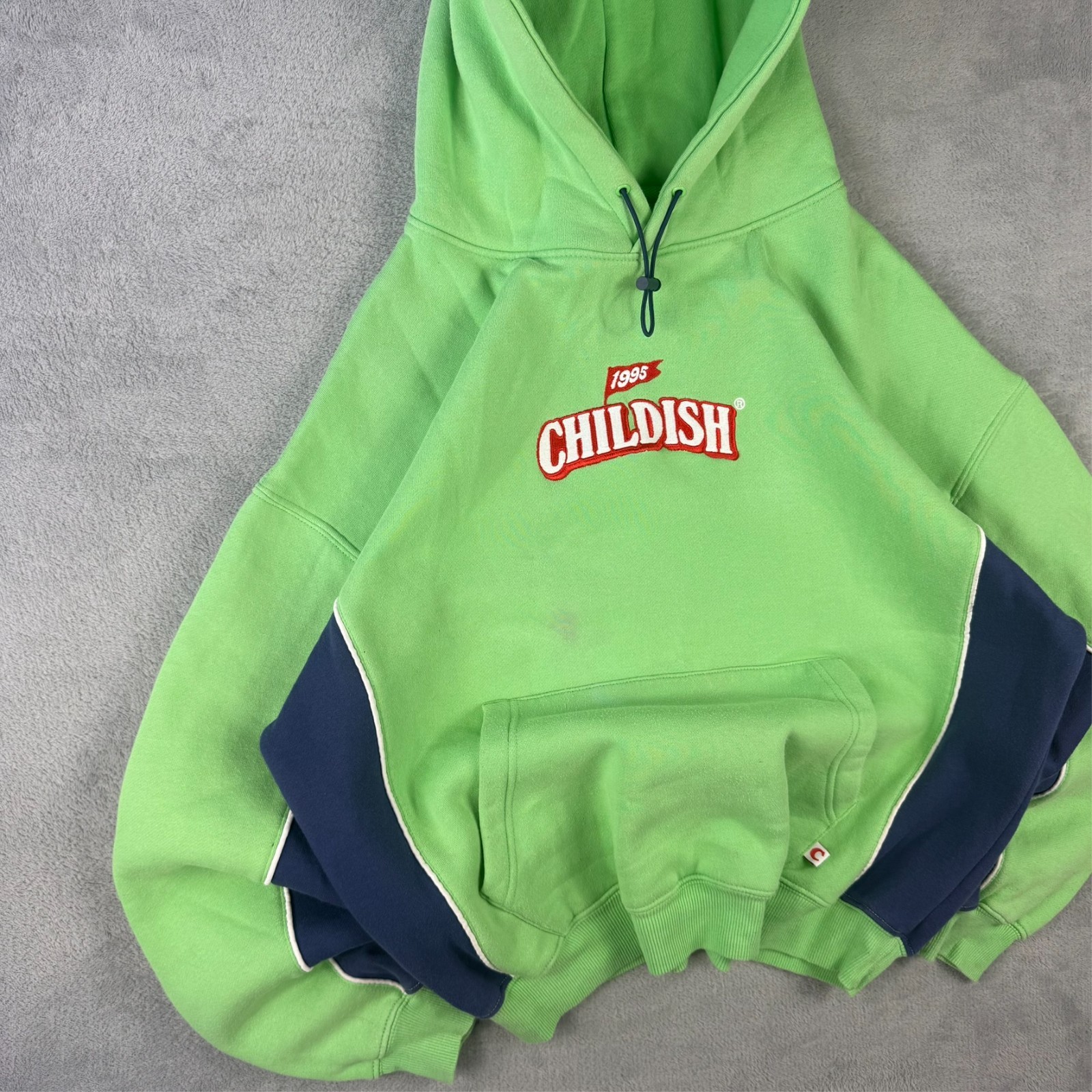 VTG Childish TGF Bros Chicken Shop Green Heavyweight Oversized Size Small Hoodie image 2