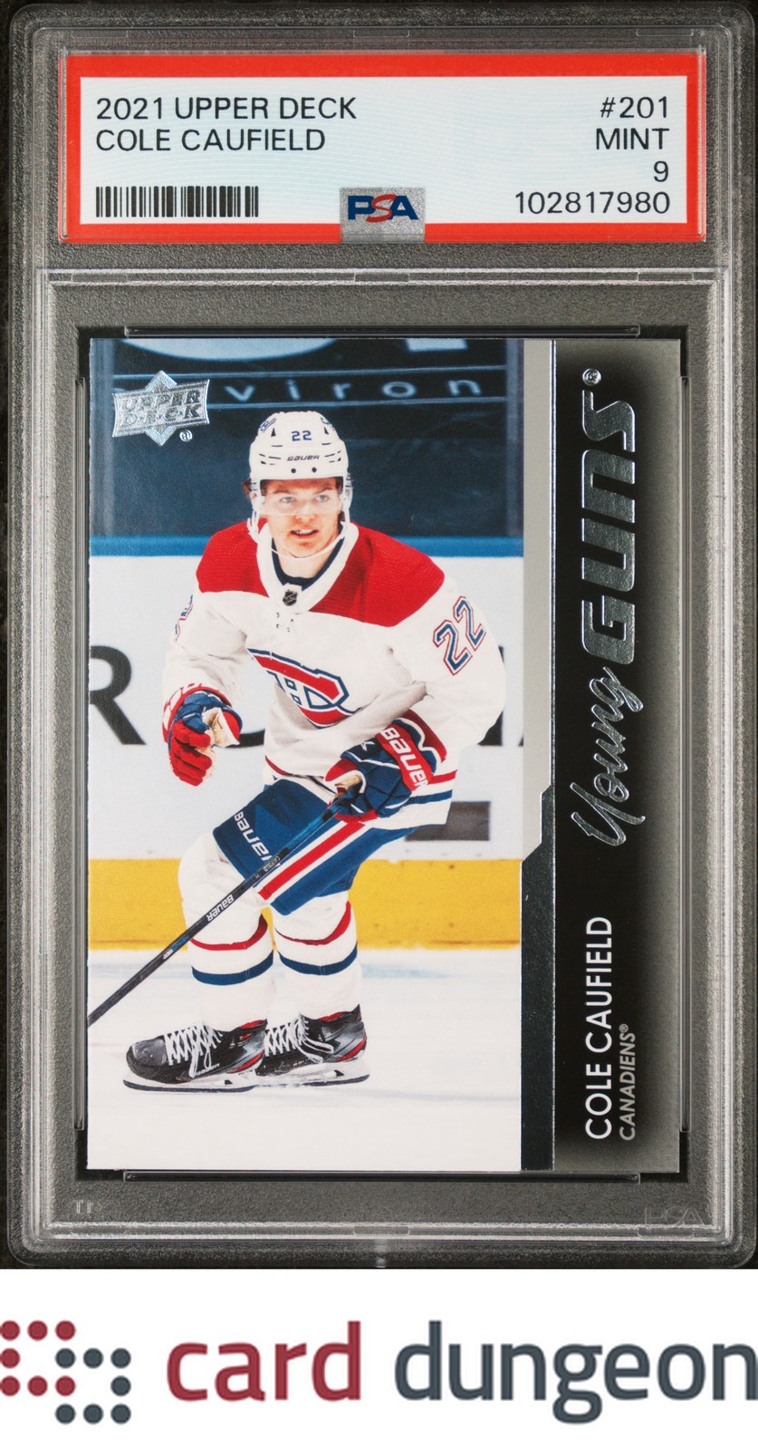 Cole Caufield 2021 Upper Deck #201 Young Guns - 102817980 PSA 9