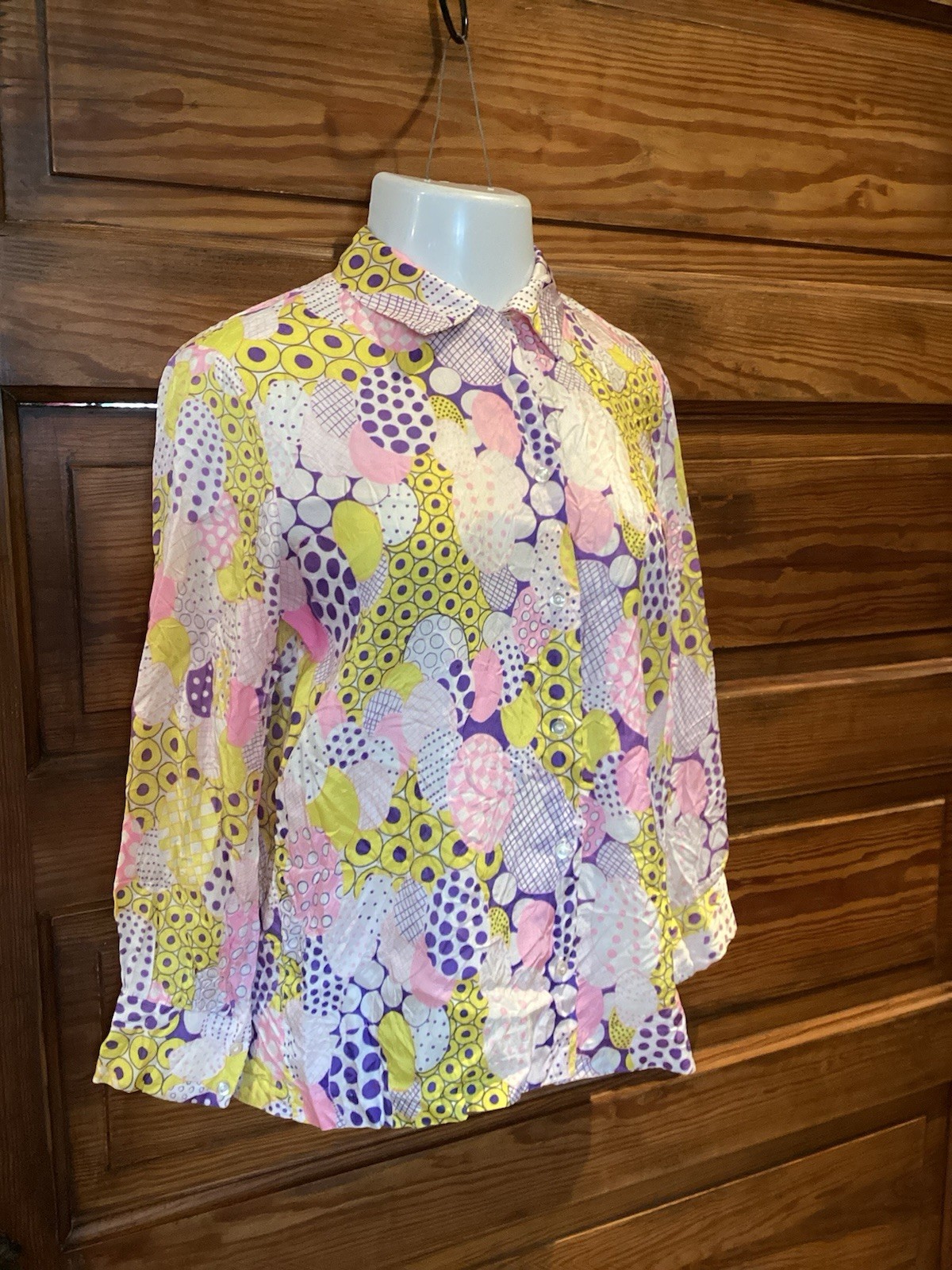 Vintage Handmade Easter Egg Printed Polyester Dis… - image 1