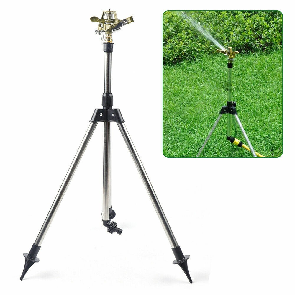 Impact Sprinkler Tripod Base Large Area Water Sprinkler for Lawn Yard Garden US