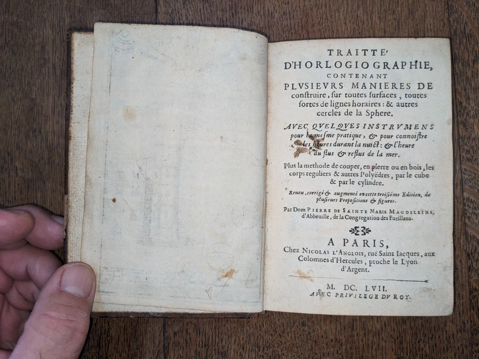 old book-P. From St. Mary Magdalene - Treatise on Horology - 1657 - 72 plates - Image 4 of 4