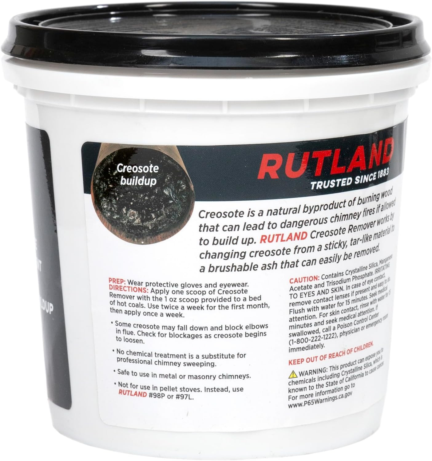 Rutland Creosote Remover, Fireplace, Wood Stove & Chimney Cleaner, 2 Lb Tub