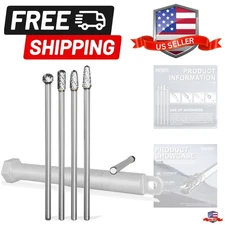 4Pcs Long Carbide Burr Set, 1/4'' Shank 6.1'' Total Length, 8mm & 10mm Head D...