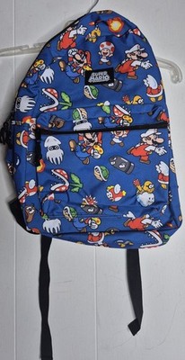 Nintendo Super Mario vs. Enemies Blue / Black Kids Backpack School Bag 16''