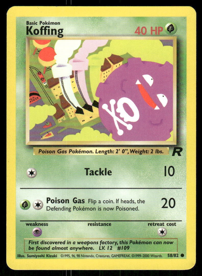 Koffing 58/82 Common Team Rocket Pokemon Unlimited Heavily Played
