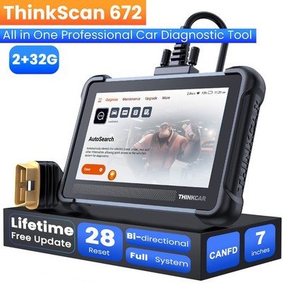 Thinkscan 672 Car Diagnostic Tools Full System CANFD Car OBD2 Scan 28 Resets US