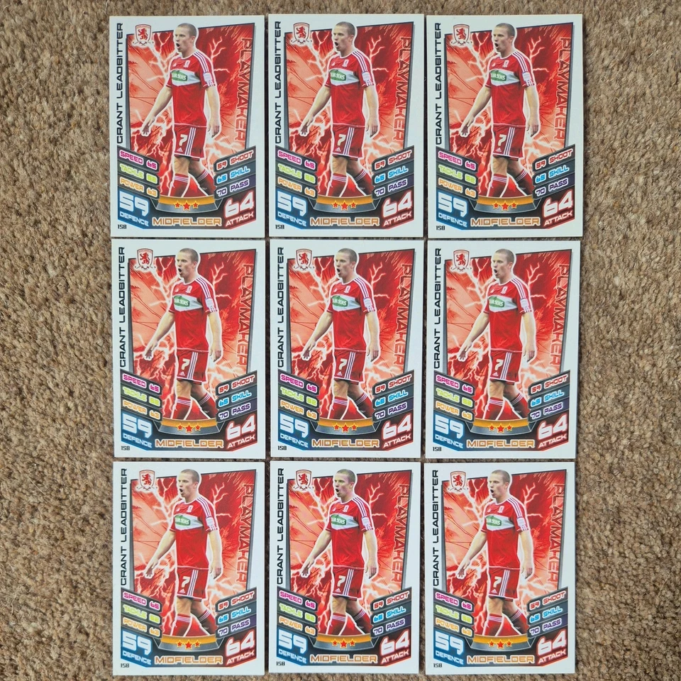 Grant Leadbitter Middlesbrough Match Attax Championship 12-13 x9 - Image 1 of 1