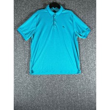 Tommy Bahama IslandZone Mens Large Teal Blue Micro Diamond Polo Shirt L