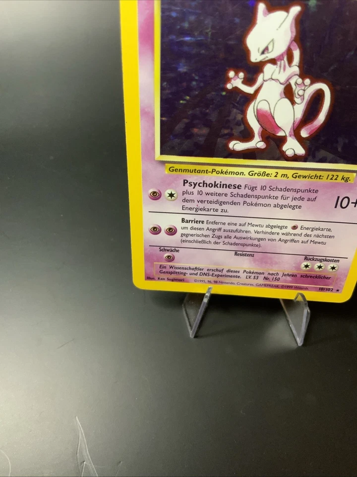 Mewtu (Mewtwo) Base Set 10/102 Holo Unlimited Holo Rare GERMAN - LP Pokémon TCG - Image 4 of 4