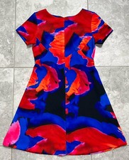 Amanda Uprichard Short Sleeve Scuba Knit A Line Dress Abstract Printed Career M