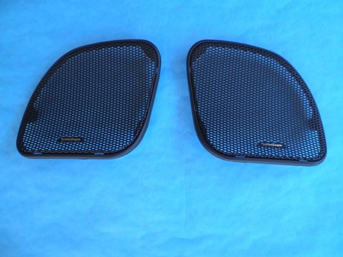 2015-23 HARLEY ROAD GLIDE FAIRING SPEAKER GRILLS BLACK METAL ROCKFORD FOSGATE*