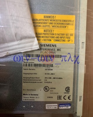 ONE NEW SIEMENS MAIN DRIVE MOTION CONTROL REVERSE INVERTER 6SE7012-0TP50