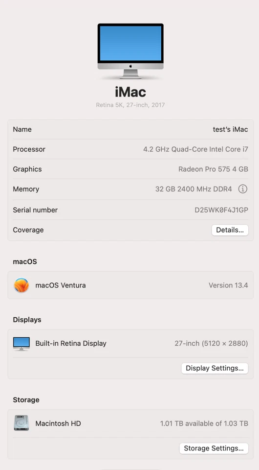 27" Mac 5K QUADCore i7 4.2GHz32GB Ram 1.03TB Fusion Radeon Pro 575 +KYBRD+MSE - Image 3 of 4