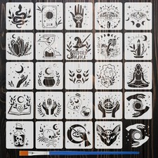 24 PCS Witchcraft Painting Stencils Brush 5.9x5.9 Inch Magic Potion Template