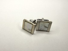 2Pcs Men's Cufflinks Set, Mother Of Pearl And Stainless Steel