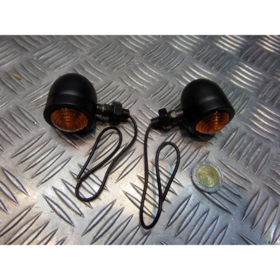 2x Blinker Schwarz Matt Universal Motorrad Chopper Bobber Cafe Racer Custom Dirt Tra
