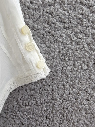 Ralph Lauren Embroidered Voile Top Girls' 10 White Collared Ruffled Button Back - Picture 15 of 19