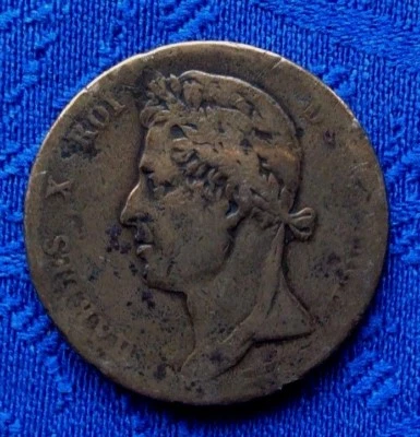 MONNAIE DE 5 CENT DE CHARLES X COLONIES - Photo 1/2