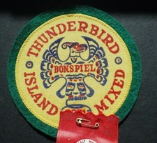RARE Curling Patch & Ribbon -Thunderbird Bonspiel Island Mixed 1972 11th anniv