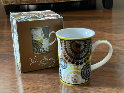 Vera Bradley COCOA MOSS PORCELAIN MUG Tall Coffee Tea Latte Cup Gift NEW IN BOX