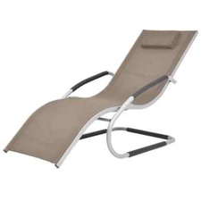 Sun Lounger with Pillow Aluminum and Textilene Taupe vidaXL