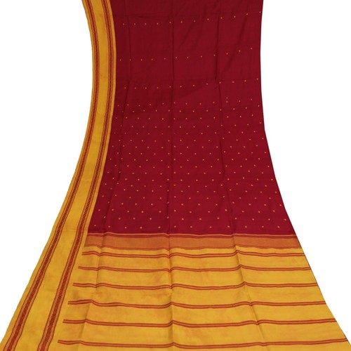 BishtHub Kanjivaram Sari In Seta Jacquard Rosso Con Camicetta Non Cucita - 6,3 Mt + 0,8 Mt