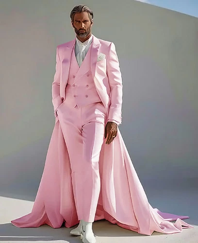 Men's suit wedding dress single breasted peak lapel cocktail long tail dress - Picture 24 of 31