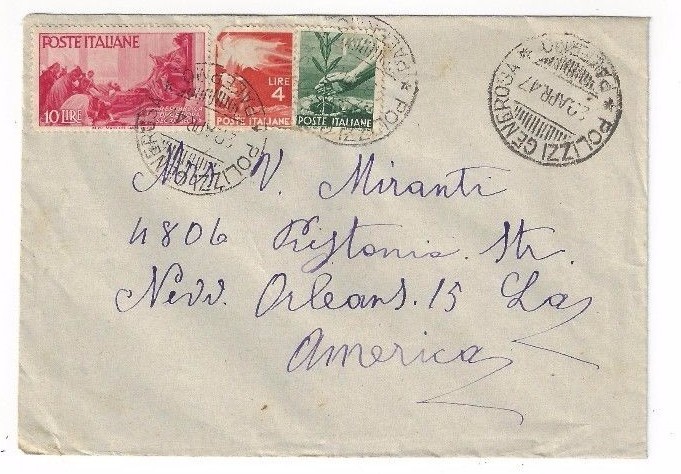 1947, Palermo Italy to New Orleans LA, #468, #471A, #483 | eBay