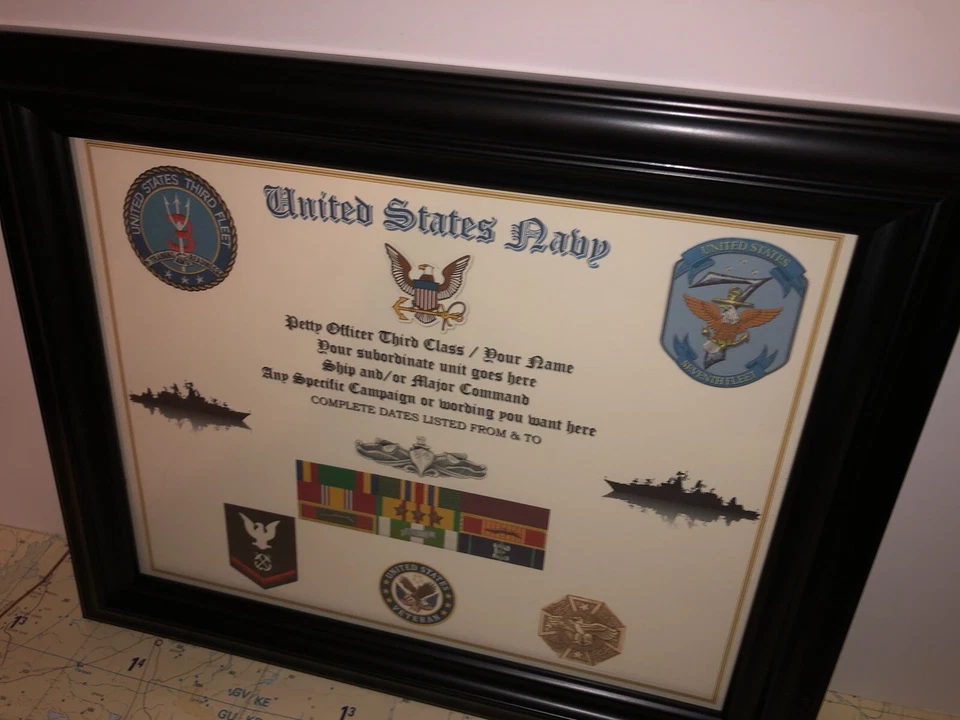 Marina de EE. UU. - SUBOFICIAL 3ª Clase E-4 / impresión de cinta de veteranos con PREMIOS Foto 3 de 4