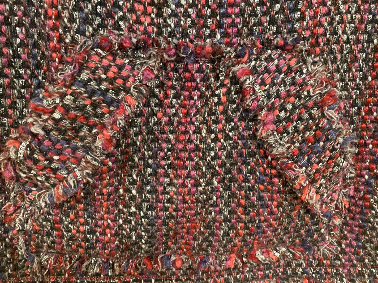 Tory Burch maglione donna lana arazzo felpa tasca anteriore frange top boho S