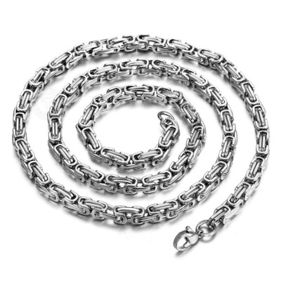 Cross Pendant Men's Byzantine Chain Necklace With - Stainless Steel Silver 18-30 Mens Sterling Silver Chain