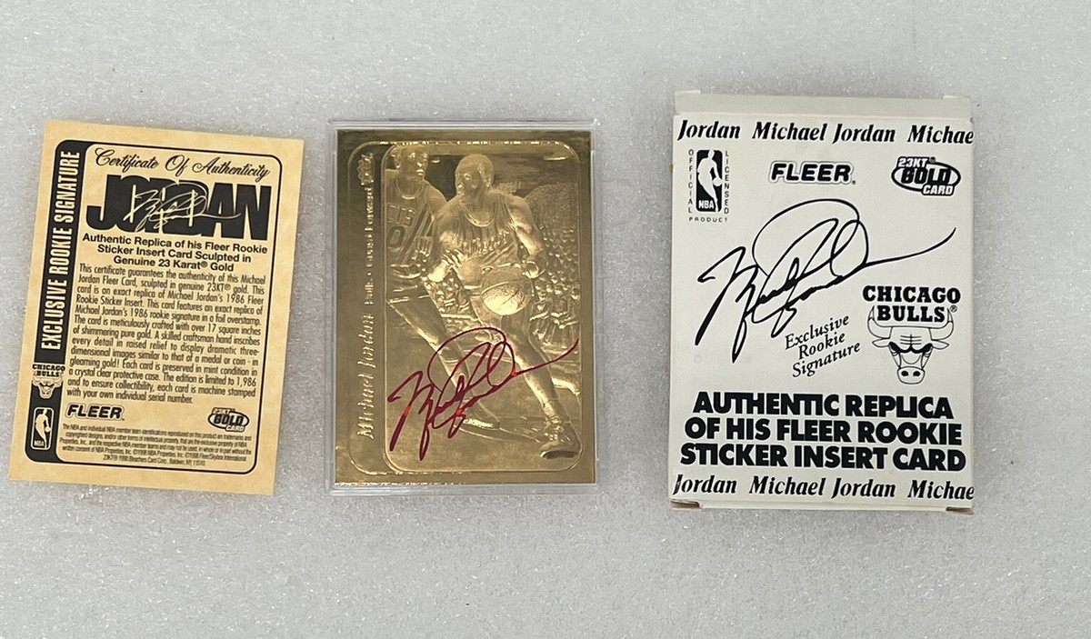 Fleer Michael Jordan 1986 Rookie 23Kt Gold Card Signature