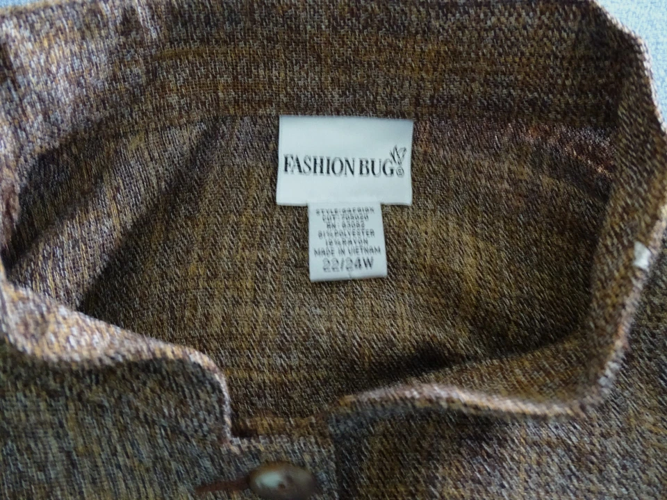 Moda Blusa Top Marrón Insecto De Pantalón Traje Poliéster/Rayón Talla Grande 22W-24W Foto 3 de 3