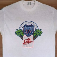 Vintage 1991 Super Bowl XXV Silver Anniversary XL T-Shirt Bills Giants Diet Coke