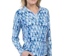 NWT Ladies IBKUL MONICA BLUE NAVY Long Sleeve Mock Golf Shirt S M L  XL
