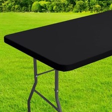 Rectangle Table Cloth Cover, Waterproof Polyester Elastic 30" x 72" Black