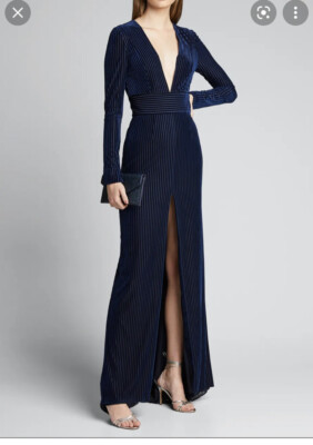 Galvan London Blue Velvet Devor Stardust Gown | eBay