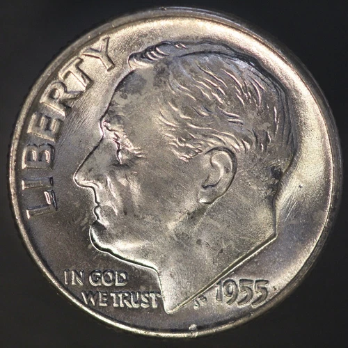 1955 D ROOSEVELT DIME BU FRESH FROM ORIGINAL ROLL-LOT 3103