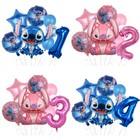 6pcs Lilo & Stitch Kids Birthday Party Decors Star Age Number Foil Balloons