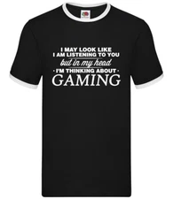 My Head I'm Gaming - Mens Ringer - Gamer Nerd Geek Game Board