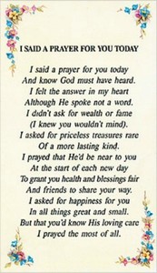 i said a prayer for you today verse card over 100 different cards