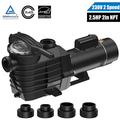 2 Speed 2 1/2HP Inground Swimming Spa Pool Pump 9000/4140 GPH Motor 2'' NPT 230V