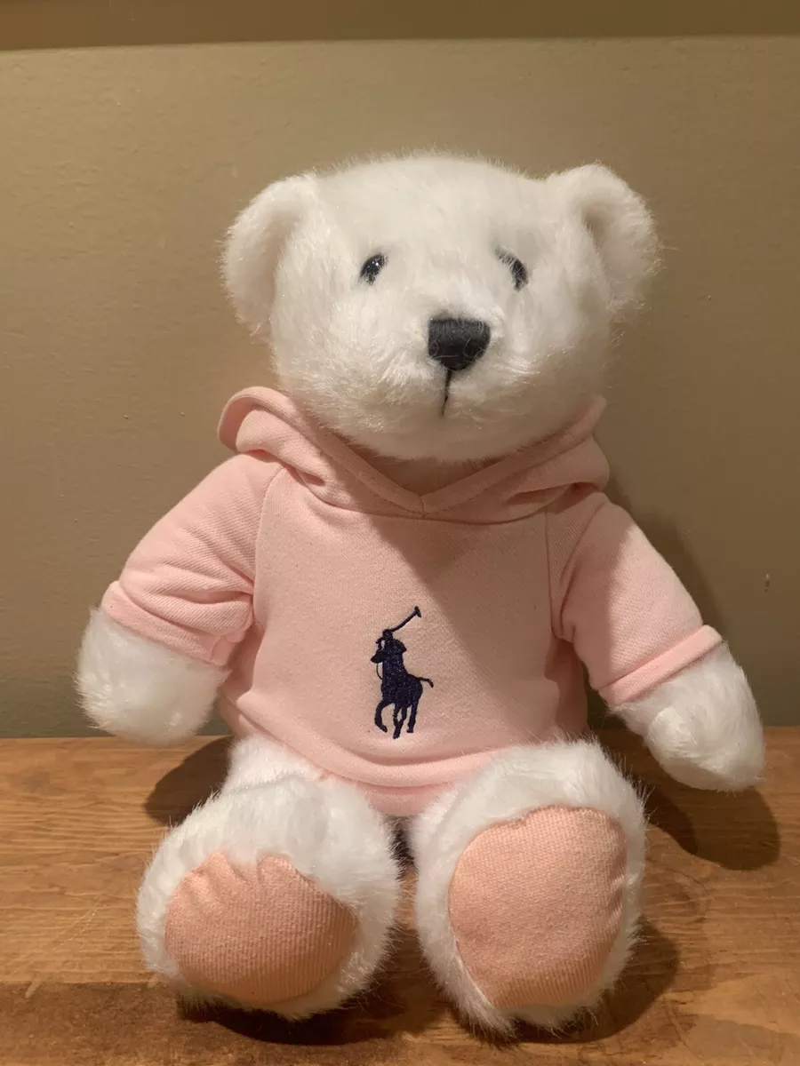 Ralph Lauren Romance White Teddy Bear With Pink Sweater/Hoodie& Logo  Limited Ed.