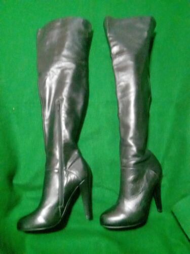 Colin Stuart, Black Thigh High Boots, 9B, Leather 